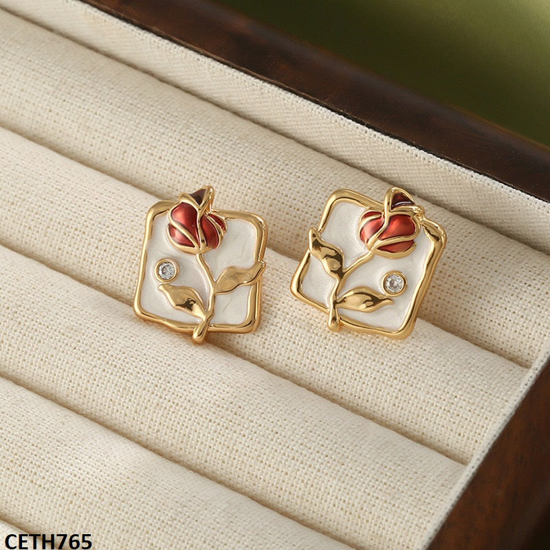 CETH765 BTO Painted Flower Square Tops Pair - CETH