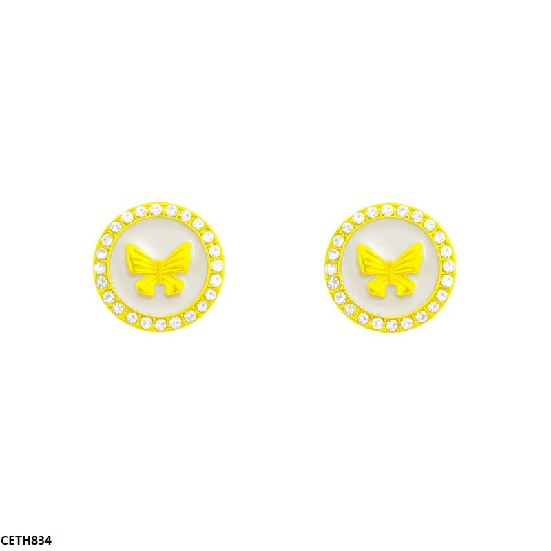 CETH834 DDJ Butterfly Printed Round Tops Pair - CETH