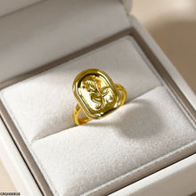 CRGH00818 NMS Stainless Steel Printed Rose Flower Ring Adjustable - CRGH