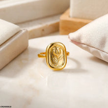 CRGH00818 NMS Stainless Steel Printed Rose Flower Ring Adjustable - CRGH