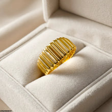 CRGH00859 NMS Gold Fulted Ribbed Stainless Steel Ring Adjustable - CRGH