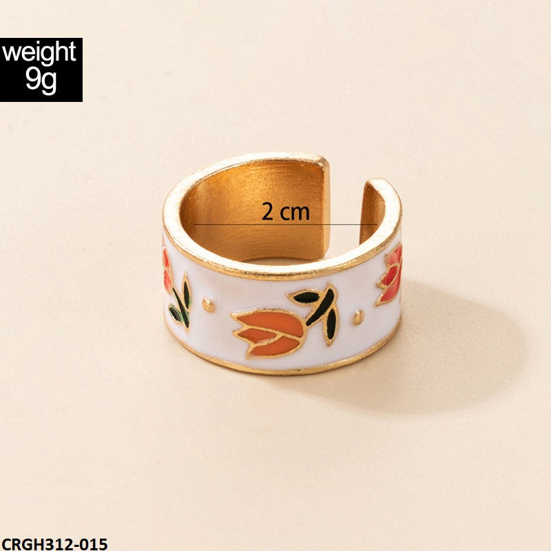 CRGH312 YYE Painted Rose Ring Adjustable - CRGH