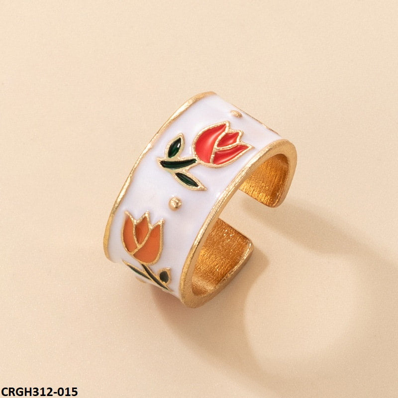 CRGH312 YYE Painted Rose Ring Adjustable - CRGH