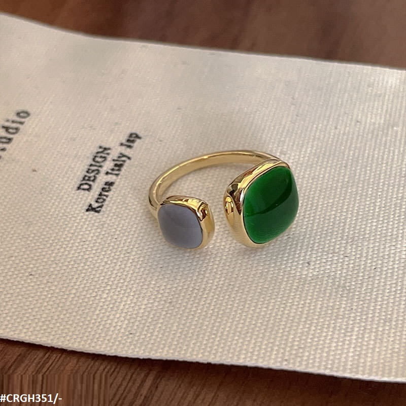 CRGH351 WNS Grey & Green Painted Ring Adjustable - CRGH
