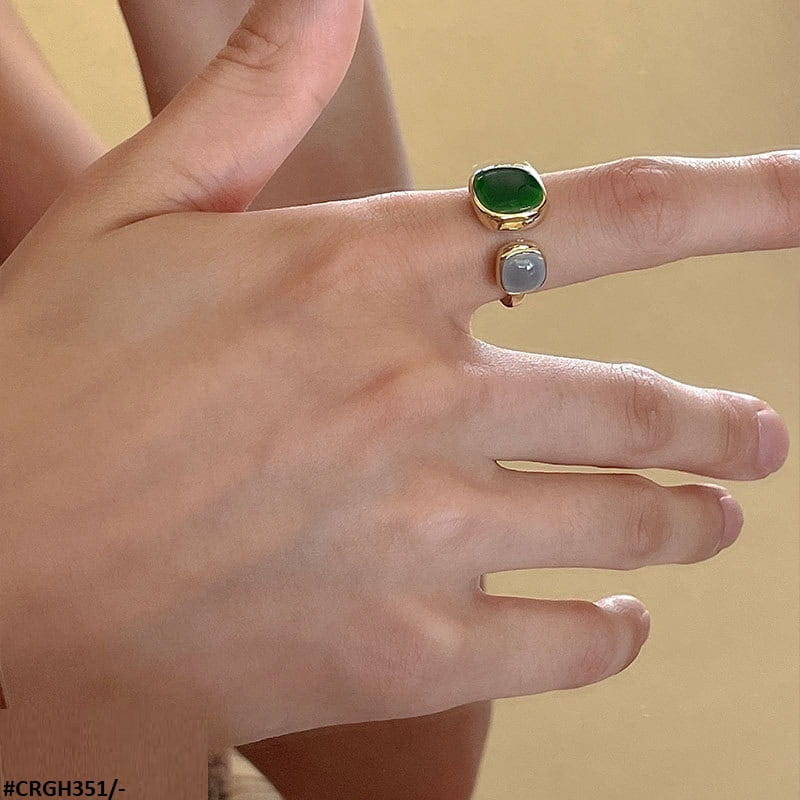 CRGH351 WNS Grey & Green Painted Ring Adjustable - CRGH