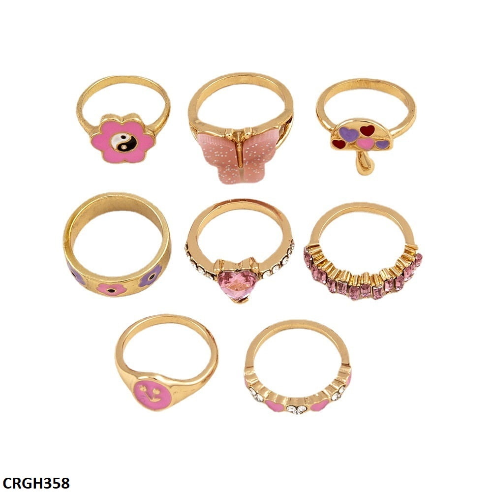 CRGH358 YPG Painted & Curved Midi 8 Rings - CRGH