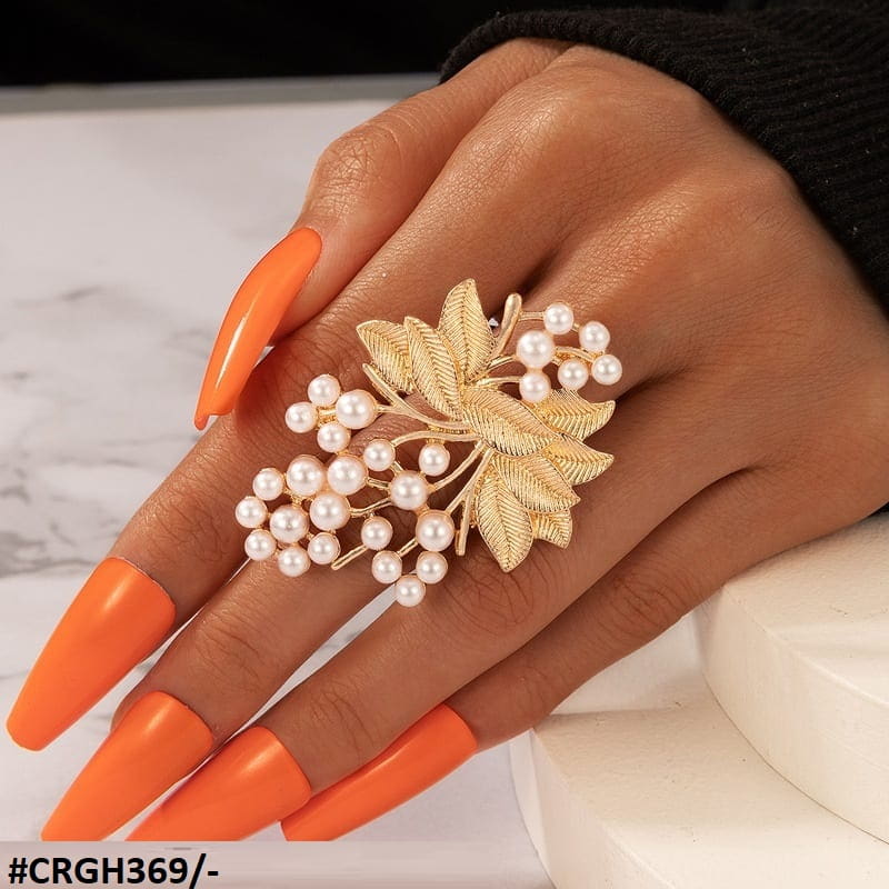 CRGH369 ZLX Leaf n Pearl Ring Adjustable - CRGH
