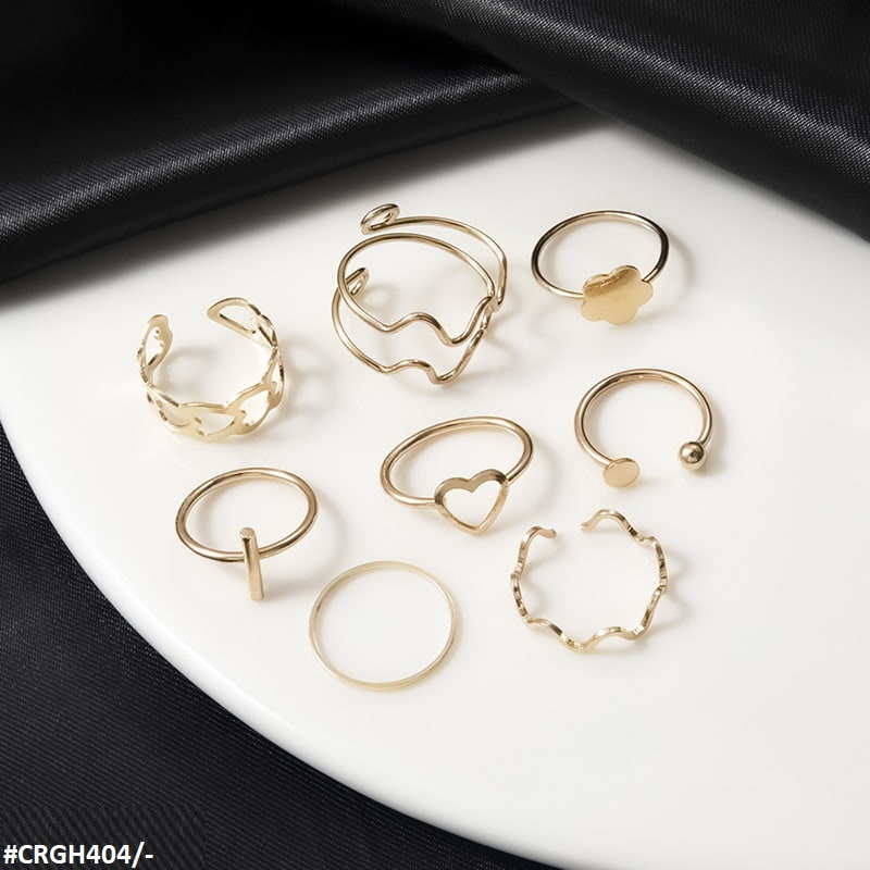 CRGH404 YPG Heart & Flower 8 Midi Rings - CRGH
