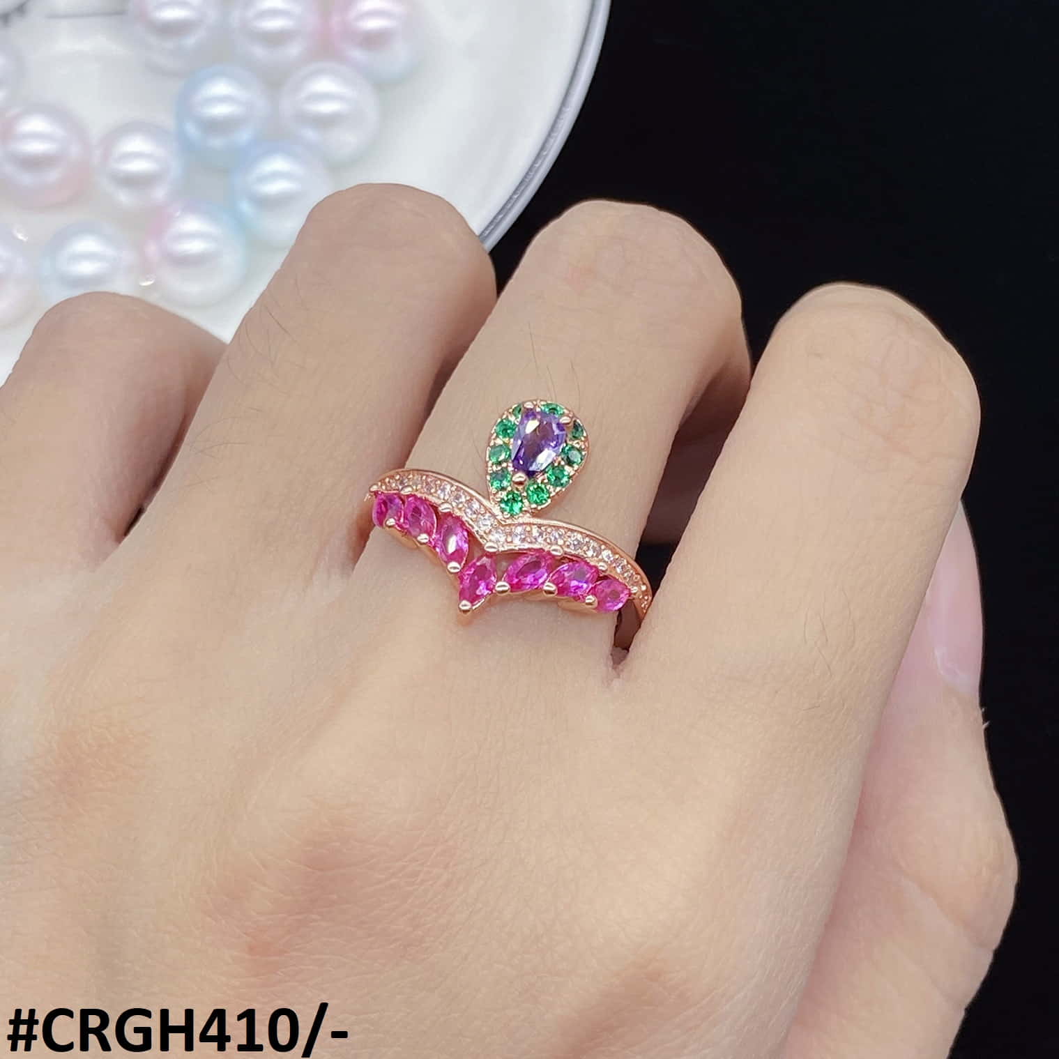CRGH410 KRL Pear Step  Ring - TRGH