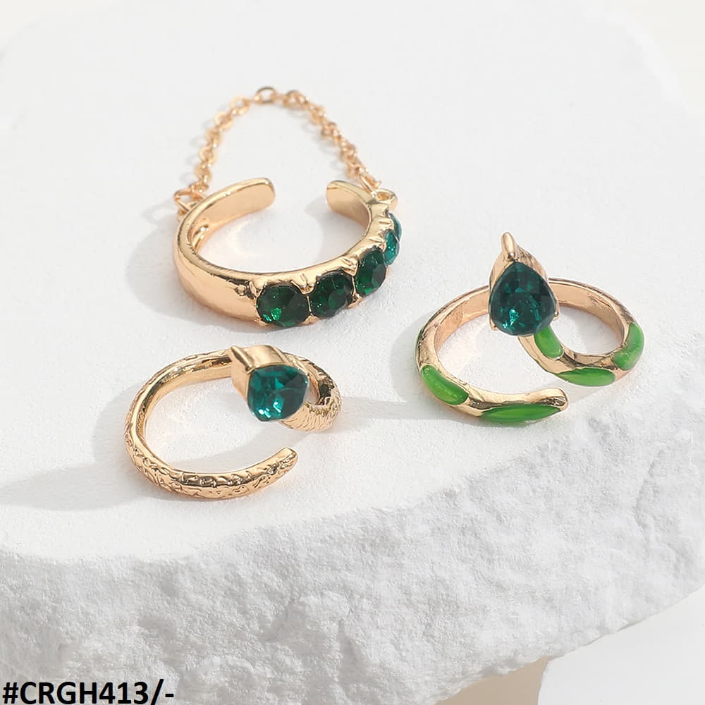 CRGH413 YPG Leaf 3 Midi Rings - CRGH