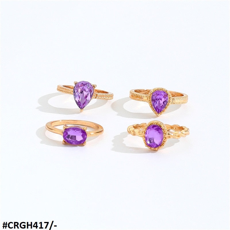 CRGH417 YPG Oval Cushion 4 Midi Rings - CRGH