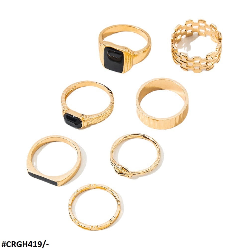 CRGH419 YPG Rectangle Cushion 7 Midi Rings - CRGH