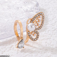 CRGH421 YYE Butterfly/Pearl Adjustable Ring - CRGH