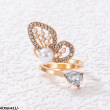 CRGH421 YYE Butterfly/Pearl Adjustable Ring - CRGH