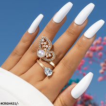 CRGH421 YYE Butterfly/Pearl Adjustable Ring - CRGH