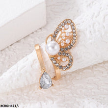 CRGH421 YYE Butterfly/Pearl Adjustable Ring - CRGH