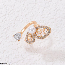 CRGH421 YYE Butterfly/Pearl Adjustable Ring - CRGH