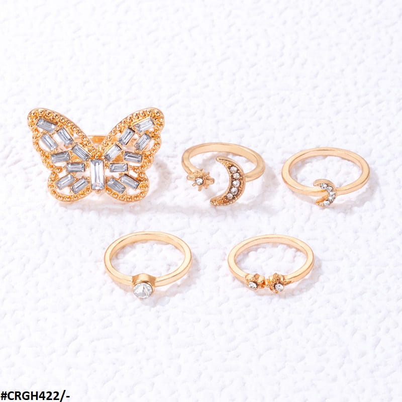 CRGH422 YYE Moon/Butterfly 5 Midi Rings - CRGH