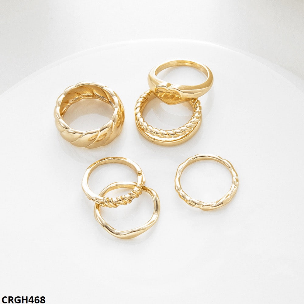 CRGH468 YPG heart 6 Midi Rings - CRGH
