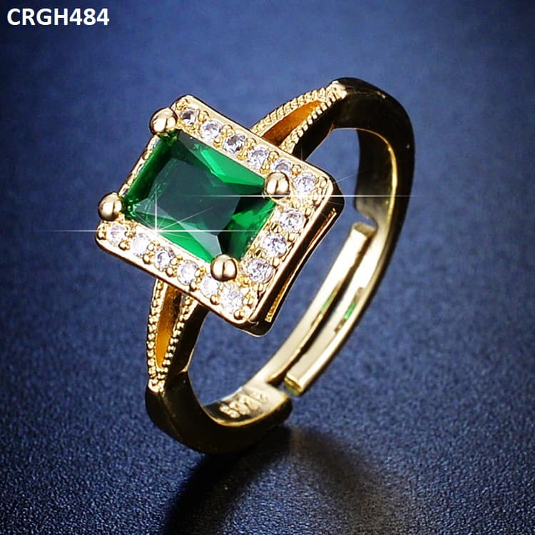 CRGH484 ZFQ Greenish Square Adjustable Ring - TRGH