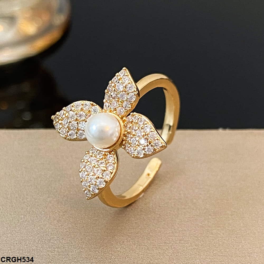 CRGH534 QWN Flower Pearl Ring Adjustable - CRGH