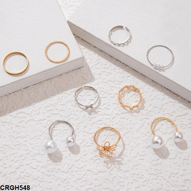 CRGH548 YYE Butterfly/Flower/Round Pearl 9 Midi Rings - CRGH