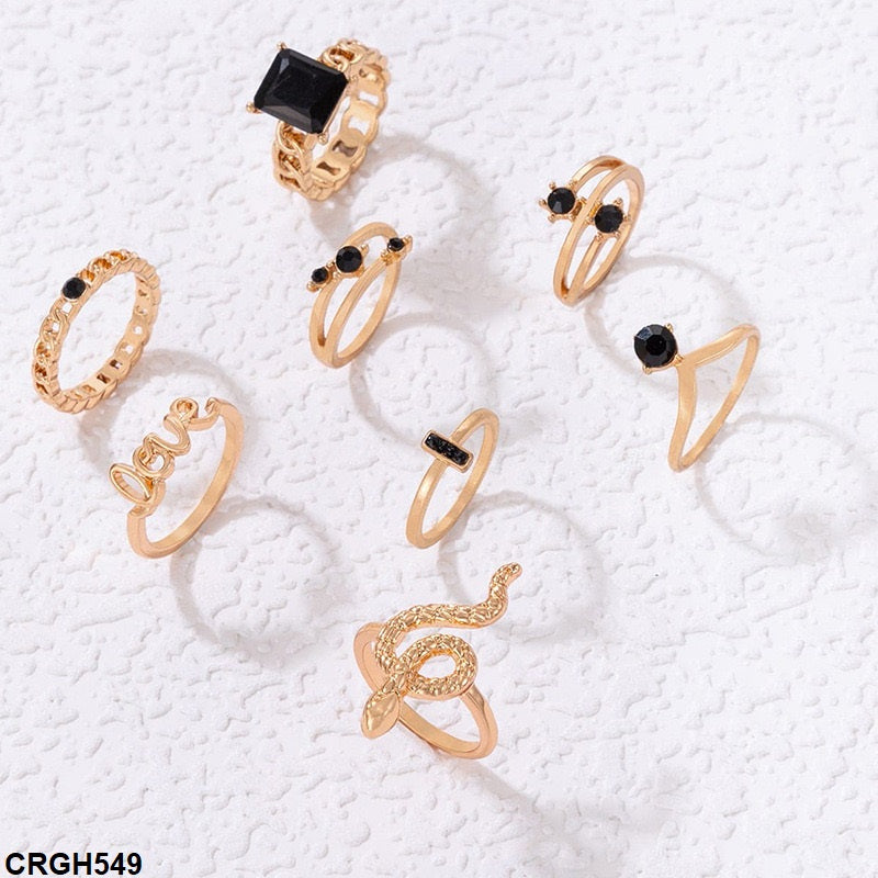CRGH549 YYE Snake/Love/Square 8 Midi Rings - CRGH
