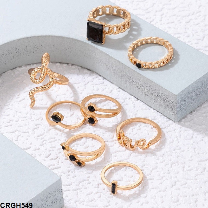 CRGH549 YYE Snake/Love/Square 8 Midi Rings - CRGH