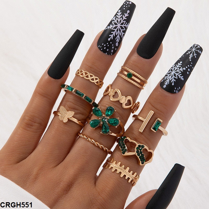 CRGH551 YYE Butterfly/Heart/Flower 10 Midi Rings - CRGH