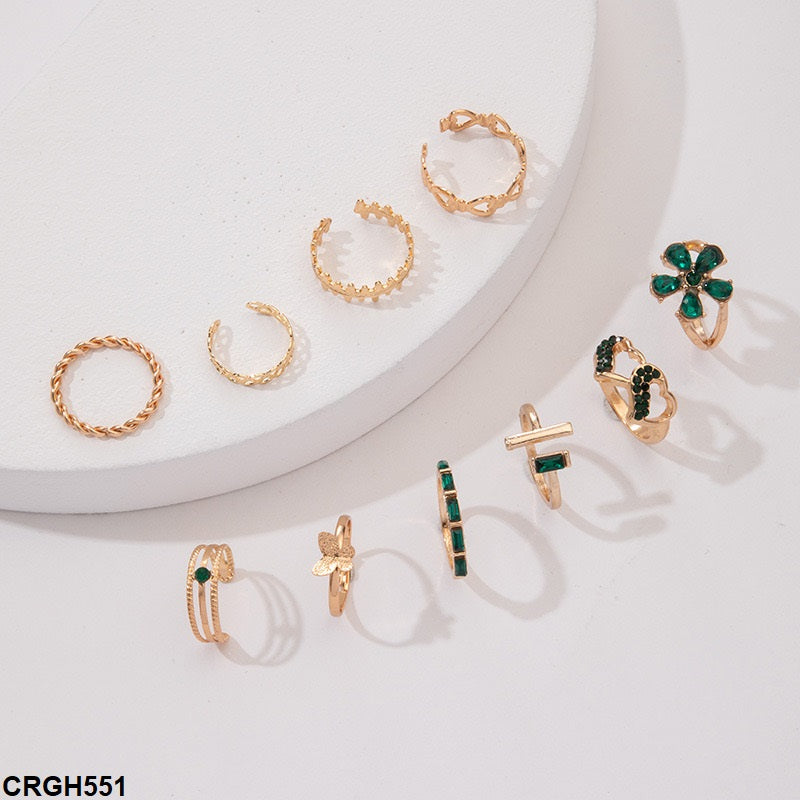 CRGH551 YYE Butterfly/Heart/Flower 10 Midi Rings - CRGH