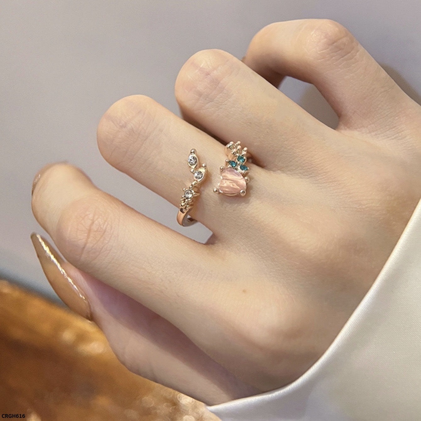 CRGH616 JMN Heart/Flower Ring Adjustable - CRGH