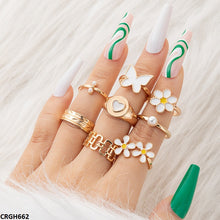 CRGH662 YYE Flower/Heart/Butterfly 8 Midi Rings - CRGH