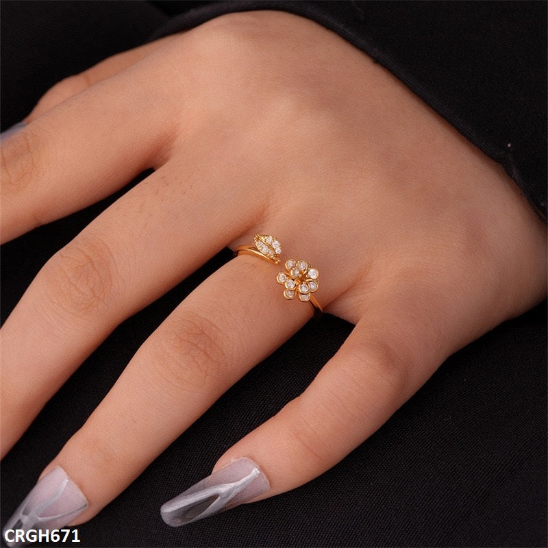 CRGH671 WKO Leaf Flower Ring Adjustable - CRGH