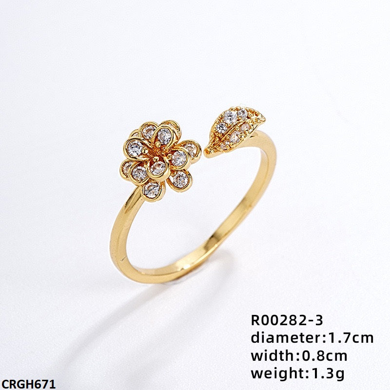 CRGH671 WKO Leaf Flower Ring Adjustable - CRGH