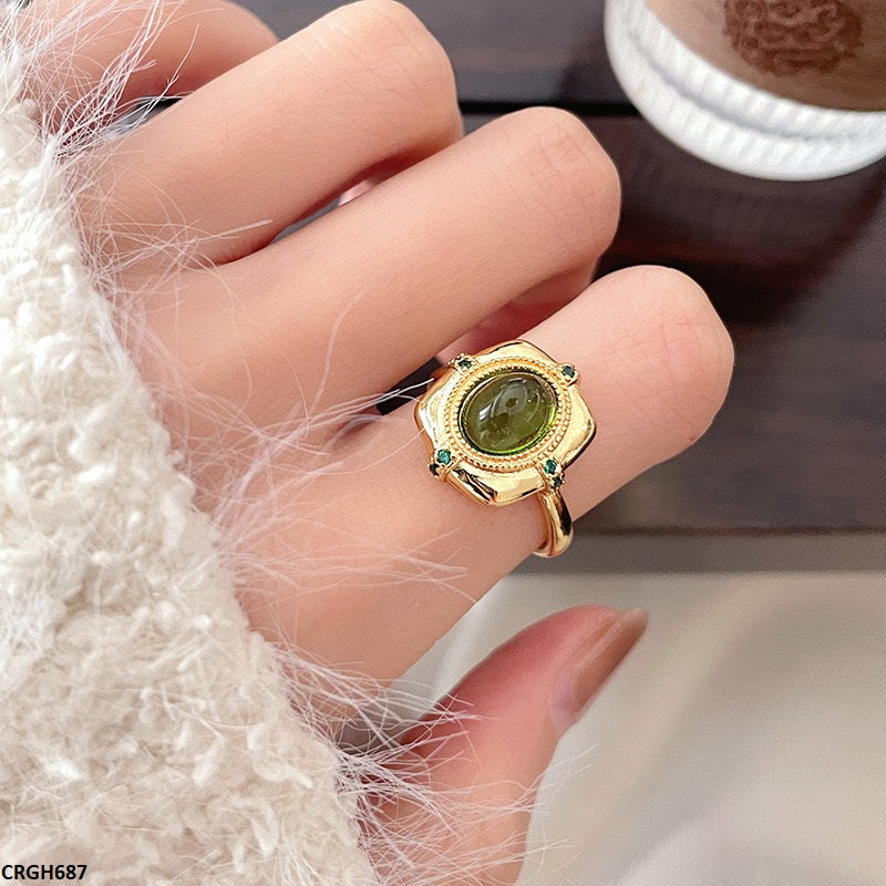 CRGH687 JJS Oval Stone Ring Adjustable - CRGH