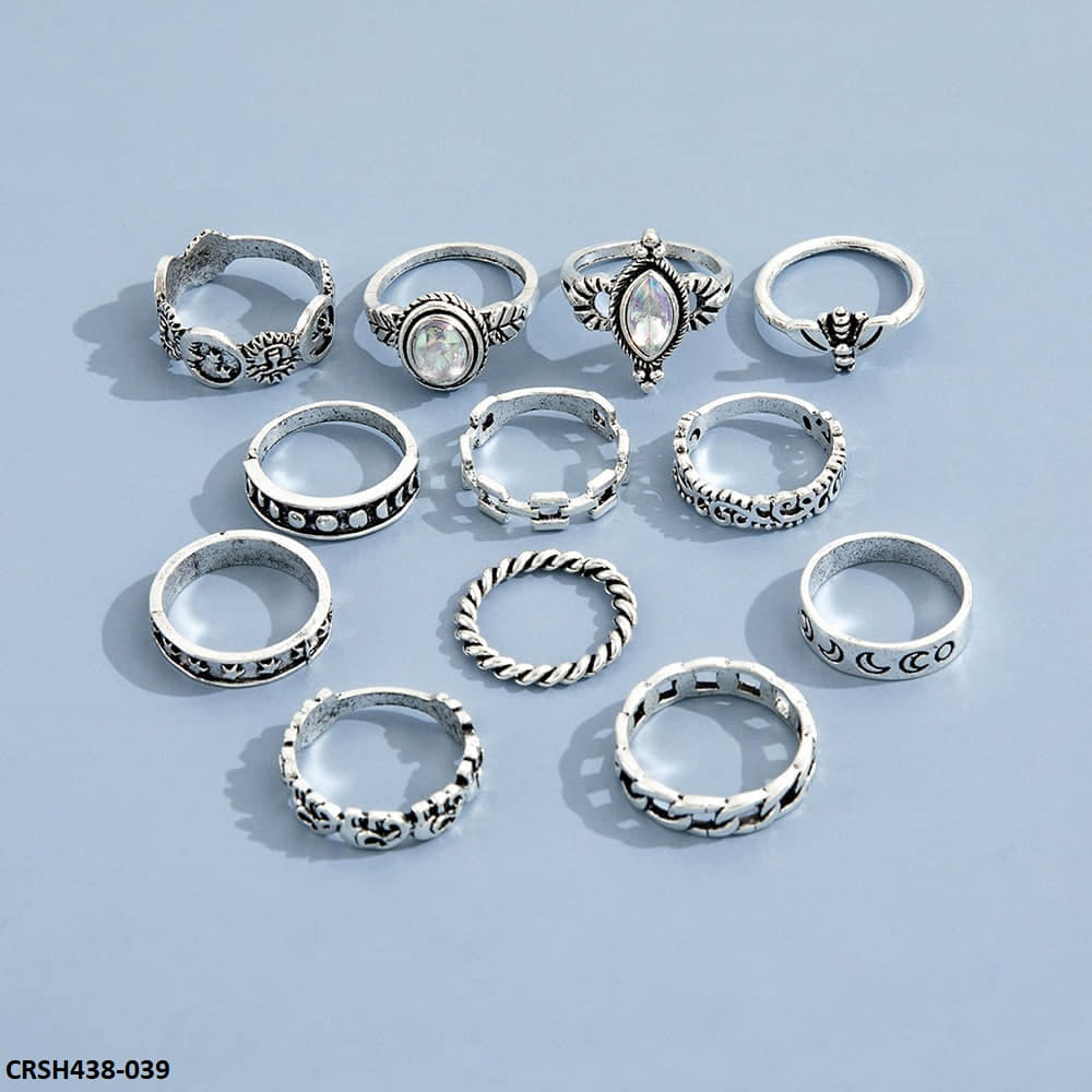 CRSH438 YPG Round & Pear 12 Rings - CRSH