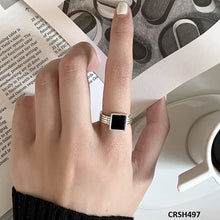 CRSH497 WNS Painted Black Square Ring Adjustable - CRSH