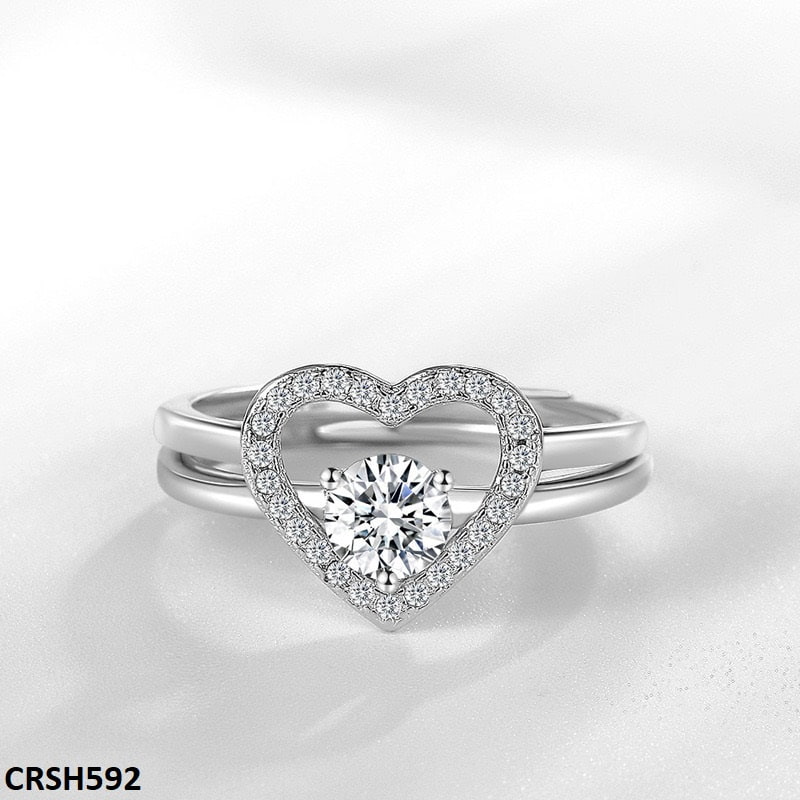 CRSH592 ZFQ Heart Twin Ring Adjustable - TRSH