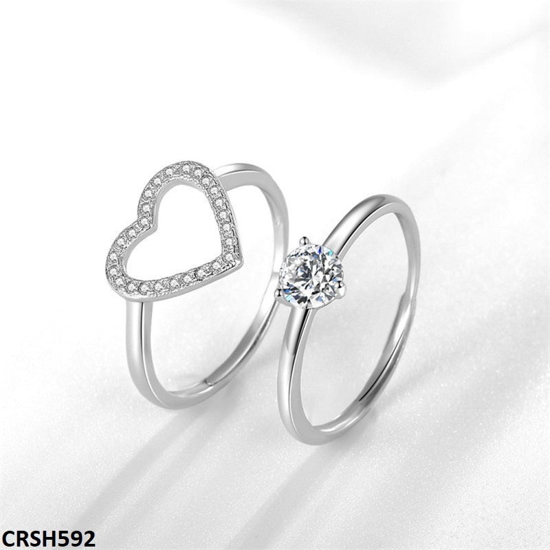 CRSH592 ZFQ Heart Twin Ring Adjustable - TRSH