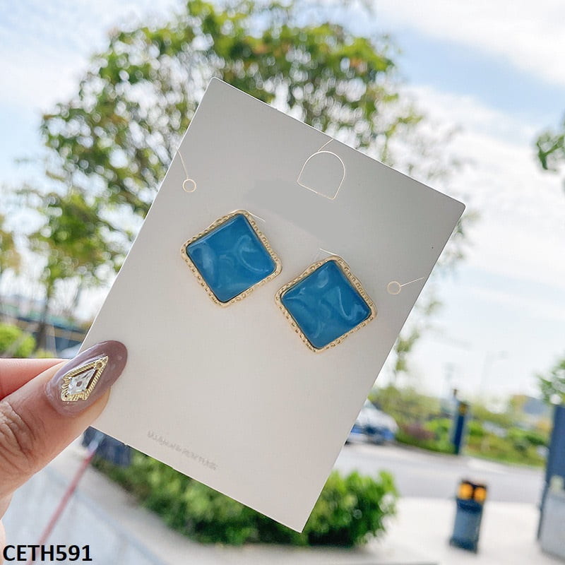 CETH591 YHC Aqua Frame Ear Tops Pair - CETH