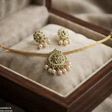 LNSH00218 ANI Multi Stone Pearl Drop South Indian Necklace Set - LNSH