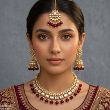 LNSH00230  ANI Oval Pearl Drop Rajwari Necklace Set - LNSH