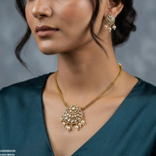 LNSH00220 ANI Moon Flower Pearl Drop South Indian Necklace Set - LNSH