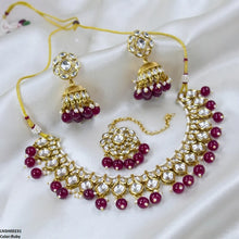 LNSH00231 ANI Marquise/Square Stone Pearl Drop Rajwari Necklace Set - LNSH