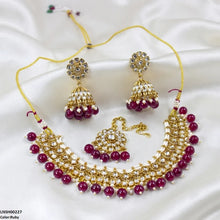 LNSH00227 ANI Round Flower Rajwari Necklace Set - LNSH
