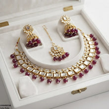 LNSH00238 ANI Square Pearl Drop Rajwari Necklace Set - LNSH