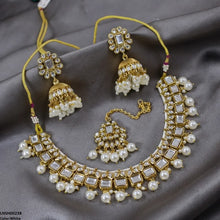 LNSH00238 ANI Square Pearl Drop Rajwari Necklace Set - LNSH