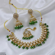 LNSH00229 ANI Tear/Square Pearl Drop Rajwari Necklace Set - LNSH