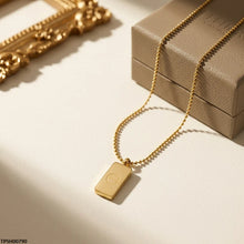 TPSH00790 MMJ Stainless Steel Gold Brick Drop Pendant - TPSH
