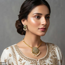 LNSH00225  ANI Flower Pearl Drop South Indian Necklace Set - LNSH